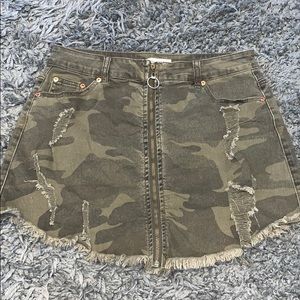 Distressed Camo Mini Skirt
